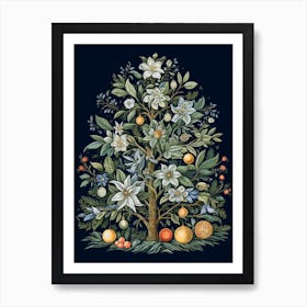 William Morris Style Christmas Tree 11 Art Print