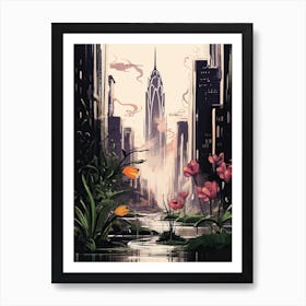 New York, Flower Collage 3 Art Print