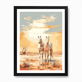 Horses Painting In Namib Desert, Namibia 2 Art Print