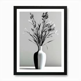 Black And White Flowers In A Vase Art Print