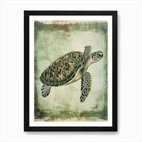 Vintage Sea Turtle Painting 1 Art Print