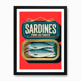 Vintage Sardines Pour Les Toasts Art Print, Red Art Print