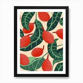 Lychee Fruit Pattern Illustration 1 Art Print