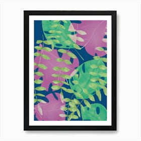 Pinkgreenleaves,nature,botanic,floral,flowers Art Print