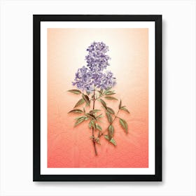 Persian Lilac Vintage Botanical in Peach Fuzz Seigaiha Wave Pattern n.0291 Art Print