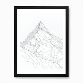 Kangchenjunga Nepal India Line Drawing 1 Art Print