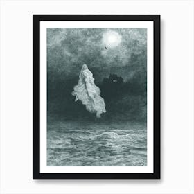 The Raven by Gustave Dore for Edgar Allen Poe 1884 - Remastered Vintage Victorian Horror Spooky Story Tales Cool Ghouls Spirits Full Moon Witchy Horrorcore Halloween Forever Nevermore Art Print