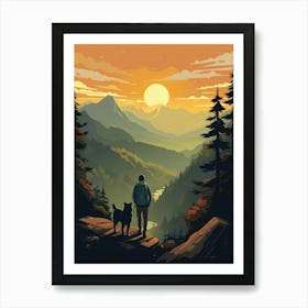 Man And Dog In The Mountains Art Print