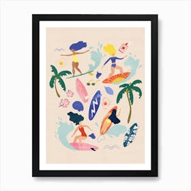 Surfing Girl Light Art Print