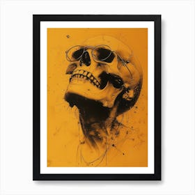 Skull Spectacle: A Frenzied Fusion of Deodato and Mahfood:Skull With Glasses Art Print