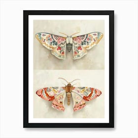Textile Butterflies William Morris Style 6 Art Print
