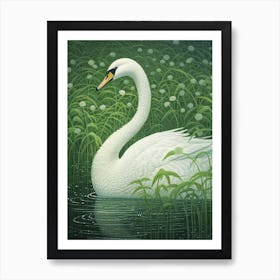 Ohara Koson Inspired Bird Painting Swan 1 Art Print