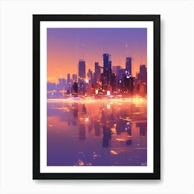 Cityscape At Dusk 2 Art Print