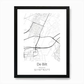 De Bilt,Netherlands Minimalist Map Art Print