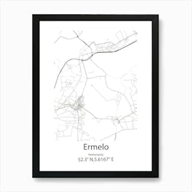 Ermelo,Netherlands Minimalist Map Art Print