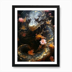 Floral Fantasy Snake Art Print