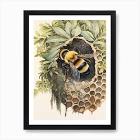 Mason Beehive Watercolour Illustration 3 Art Print