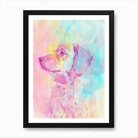 Pastel Tibetan Mastiff Dog Pastel Line Illustration  2 Art Print