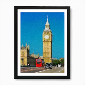 London, Big Ben And Traffic On Westminster Bridge Art Print