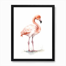 Baby Pink Flamingo Watercolour Nursery 2 Art Print