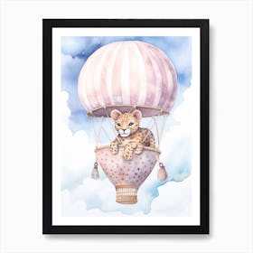 Baby Leopard 2 In A Hot Air Balloon Art Print