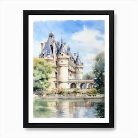 Chateau De Chantilly Gardens France Watercolour Art Print