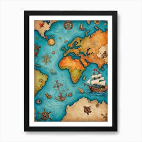 Old World Map Art Print