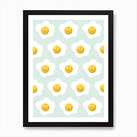 Blue Smiley Eggs Poster