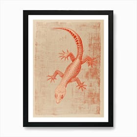 Coral Gecko Blockprint 3 Art Print