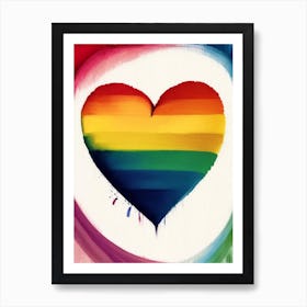 Rainbow Heart 1, Symbol Abstract Painting Art Print