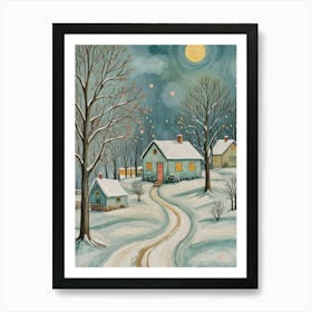 Winter's Countryside Embrace Art Print