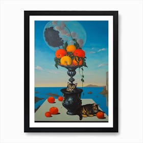Lilies With A Cat 1 Dali Surrealism Style Art Print