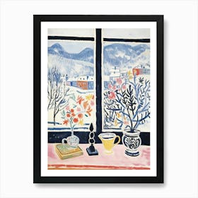The Windowsill Of Salzburg   Austria Snow Inspired By Matisse 3 Art Print