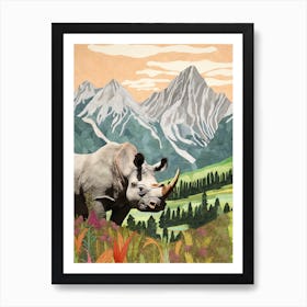 Collage Style Rhino Art Print