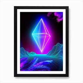 Neon landscape: Synth Crystal [synthwave/vaporwave/cyberpunk] — aesthetic retrowave neon poster Art Print