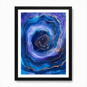 Blue And Gold Swirl Art Print