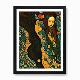 Artistic Symphony Rapunzel By Klimt And Van Gogh Art Print