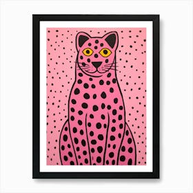 Pink Polka Dot Cougar 6 Art Print