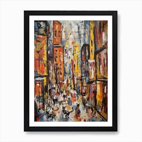 Painting Of A New York With A Cat In The Style Of Abstract Expressionism, Pollock Style 3 Art Print