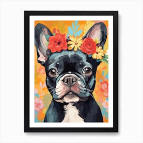 French Bulldog Portrait With A Flower Crown, Matisse Painting Style 3 Art Print