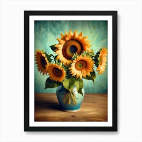 Sunflowers In A Vase 1 Art Print