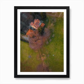 Italian Villa Print, Monza, Italy, Poster italiano. Aerial Photography. Art Print