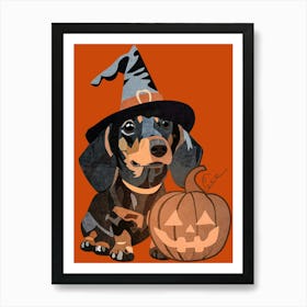 Dachshund Halloween 1 Art Print