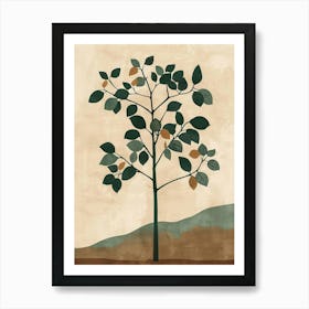 Paulownia Tree Minimal Japandi Illustration 2 Art Print