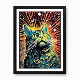 Galactic Purrzone, Psychedelic Cats series Art Print