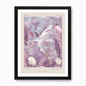 Purple Blacktip Reef Shark Illustration 3 Poster Art Print