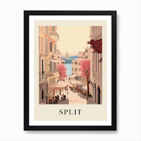 Split Croatia 1 Vintage Pink Travel Illustration Poster Art Print