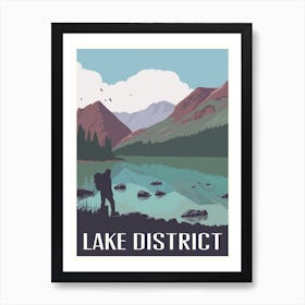 Lake District National Park Travel Poster Hiking Art Print