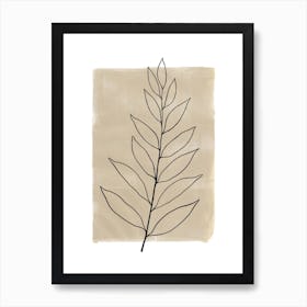 Boho Leaf On Sand Background Art Print