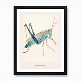 Colourful Insect Illustration Grasshopper 12 Poster Art Print